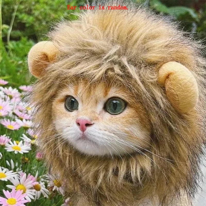 Pet Lion Mane Costume – Adjustable Hairpiece for Cats & Small Dogs